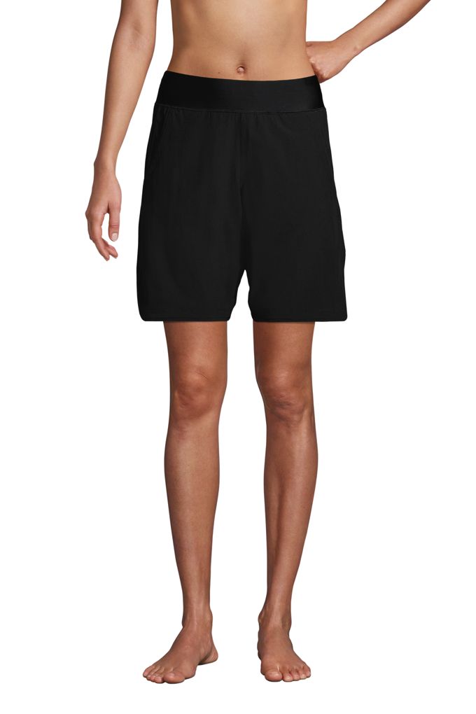 Lands End Womens 5 Quick Dry Elastic Waist Board Shorts Swim Cover-up Shorts with Panty 