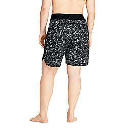 Women's Plus Size 9" Quick Dry Elastic Waist Modest Board Shorts Swim Cover-up Shorts Print, Back