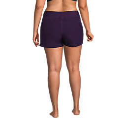 Women's Plus Size 3" Quick Dry Elastic Waist Board Shorts Swim Cover-up Shorts with Panty, Back