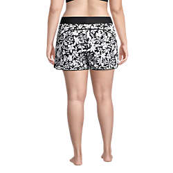 Women's Plus Size 3" Quick Dry Elastic Waist Board Shorts Swim Cover-up Shorts with Panty Print, Back