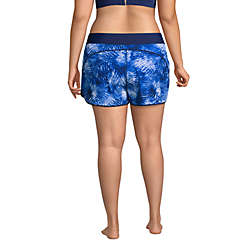 Women's Plus Size 3" Quick Dry Elastic Waist Board Shorts Swim Cover-up Shorts with Panty Print, Back