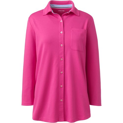 Women's Three-Quarter Sleeve Knit Cotton Shirt