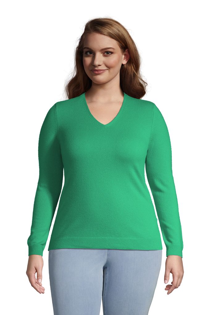 Lands' EndWomen's Plus Size Cashmere Vneck Sweater Lands' End