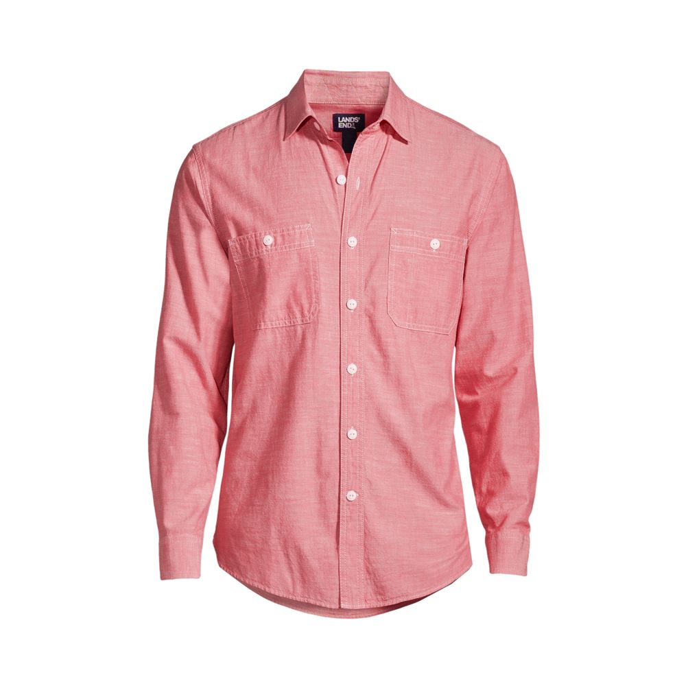 Men's Traditional Fit Textured Camp Collar Long Sleeve Shirt