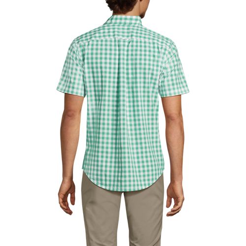  Lands' End Gemustertes Popelin-kurzarmhemd, Classic Fit, Herren, Größe:44-46 Regular, Grün, Baumwolle, By Lands' End 