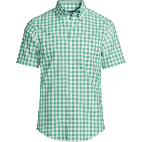 Short Sleeve Cotton Shirt, Men, size: M, regular, Green, Cotton, by Lands' End