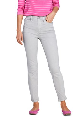 Knöchellange Jeans EcoVero, Slim Straight High Waist in Farbe