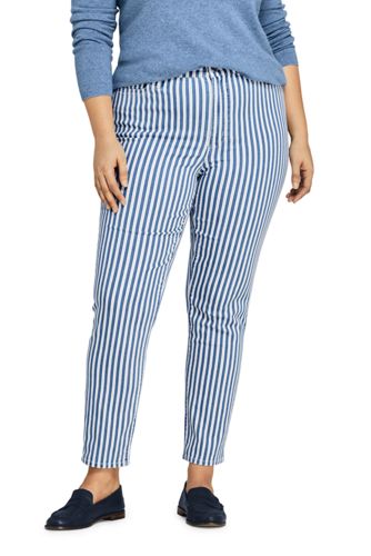 high rise striped jeans