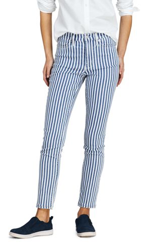 high rise striped jeans