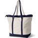 Extra Large Natural 5 Pocket Zip Top Long Handle Canvas Tote Bag, Back