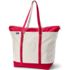 Extra Large Natural 5 Pocket Zip Top Long Handle Canvas Tote Bag, Front