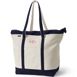 Extra Large Natural 5 Pocket Zip Top Long Handle Canvas Tote Bag, Front