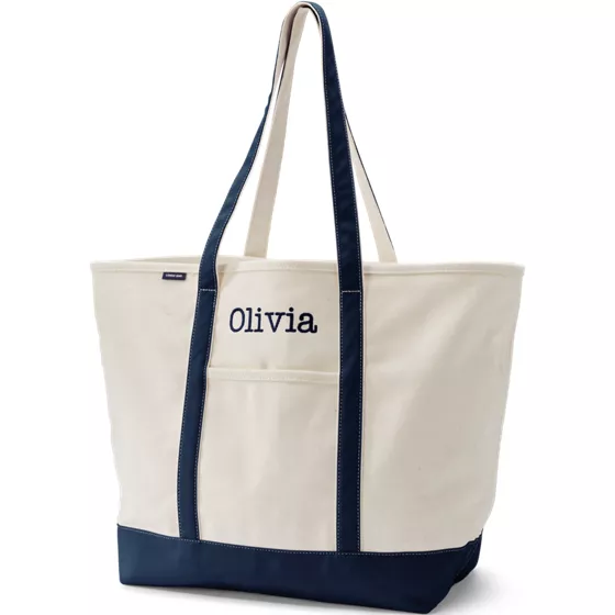 Extra Large 5 Pocket Zip Top Long Handle Canvas Tote Bag - primary