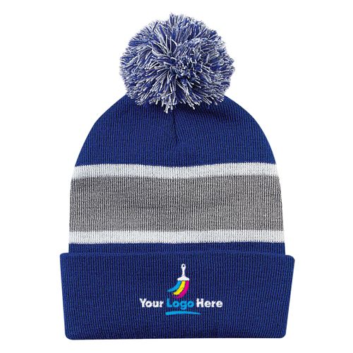 Winter Hat - Long Knit Toque + Custom Embroidered logo