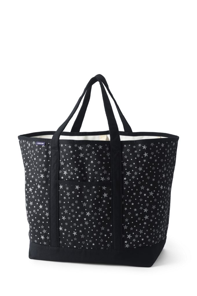 Image of Extra Large Print Open Top Canvas Tote Bag - Lands' End - Black