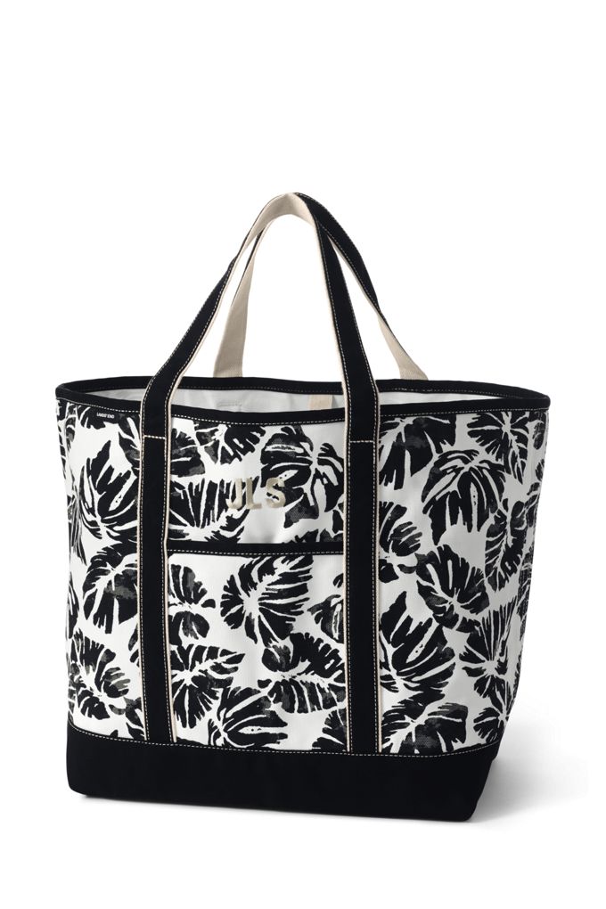 Image of Extra Large Print Open Top Canvas Tote Bag - Lands' End - Ivory