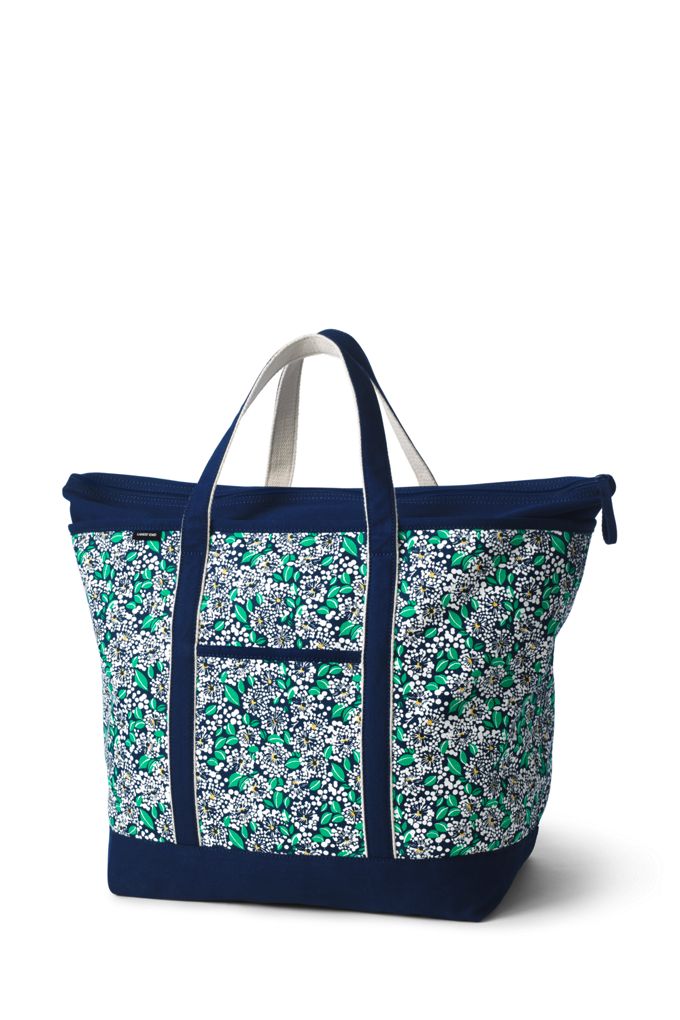 Image of Extra Large Print Zip Top Canvas Tote Bag - Lands' End - Blue