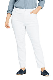 Women's High Waisted Slim Straight Ankle White Jeans