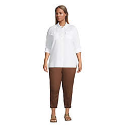 Women's Plus Size Linen Button Front Utility Tunic Top, alternative image
