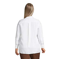Women's Plus Size Linen Button Front Utility Tunic Top, Back