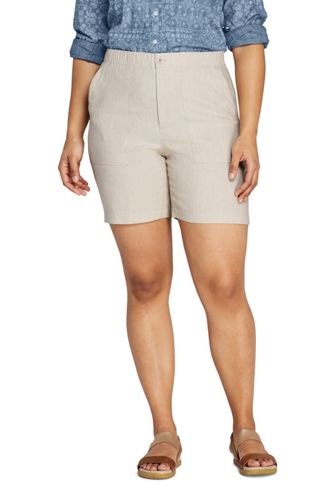 womens plus linen shorts