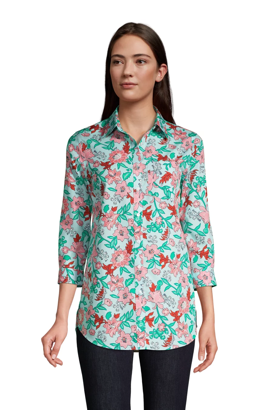 Women's No Iron 34 Sleeve Tunic Top