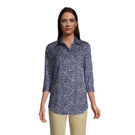 Lands End Womens No Iron 3/4 Sleeve Tunic Top