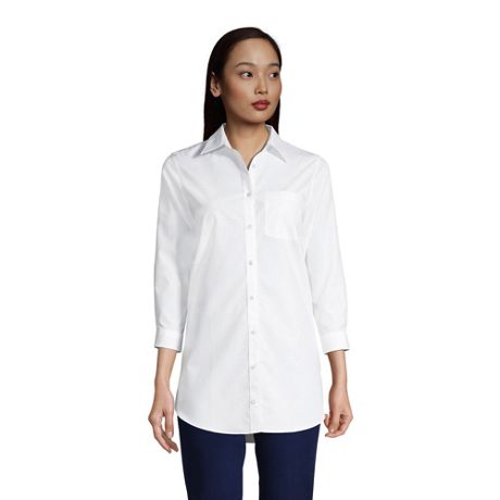 Lands End Womens No Iron 3/4 Sleeve Tunic Top