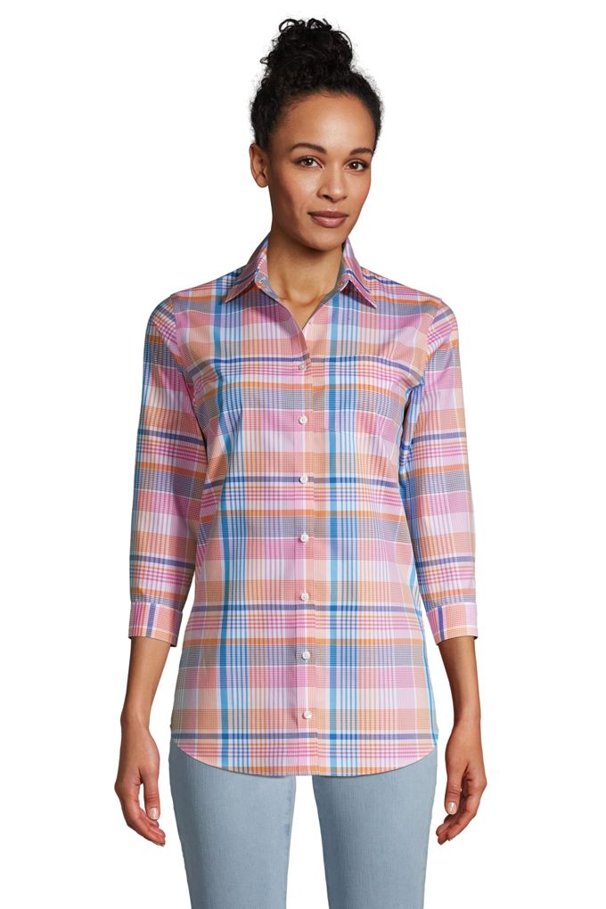 Lands' EndWomen's Petite No Iron 3/4 Sleeve Tunic Top Lands' End