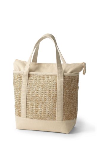 lined straw tote bag