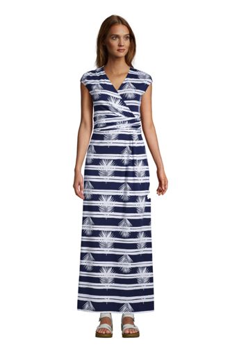 Women's Cotton-modal Jersey Twist Wrap Maxi Dress, Print