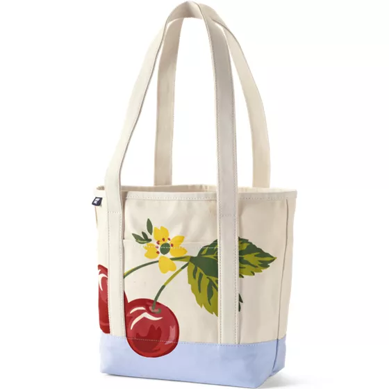 Medium Print 5 Pocket Open Top Long Handle Canvas Tote Bag - primary
