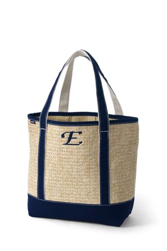 lined straw tote bag