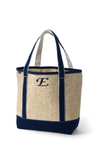 lined straw tote bag