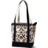 Medium Print 5 Pocket Zip Top Long Handle Canvas Tote Bag, Front