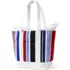 Large Print 5 Pocket Zip Top Long Handle Canvas Tote Bag, Front