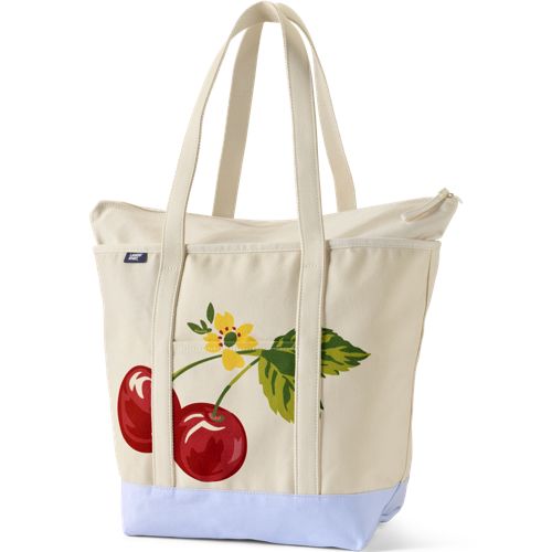 Print 5 Pocket Zip Top Long Handle Canvas Tote Bags - image 4
