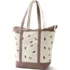 Large Print 5 Pocket Zip Top Long Handle Canvas Tote Bag, Front