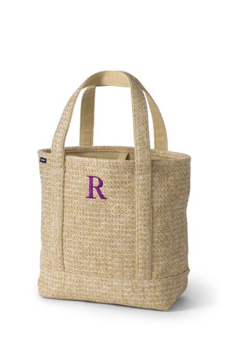 lined straw tote bag