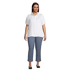 Women's Plus Size Mid Rise Chambray Pull On Crop Pants, alternative image