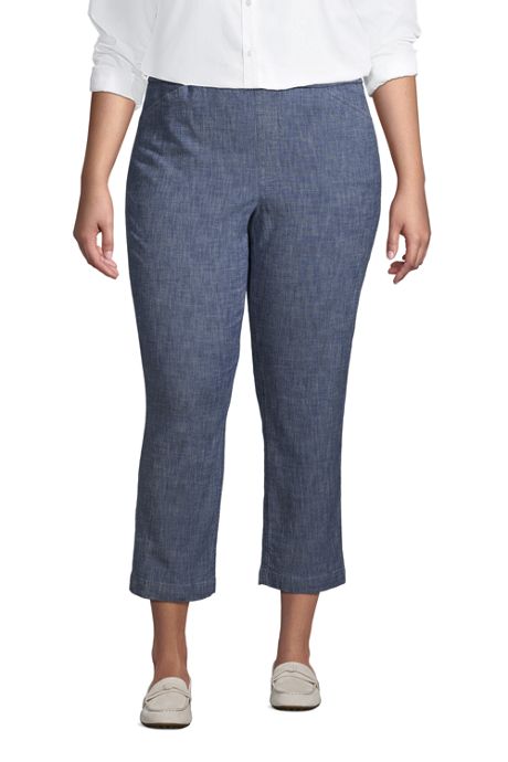 Plus Size Mid Rise Chambray Crop Pants Plus Size Cropped Pants Plus Size Capri Pants Women S Crop Pants Plus Size Pants