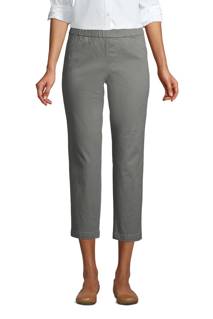 Lands' EndWomen's Tall Mid Rise Pull On Chino Crop Pants - Lands' End ...