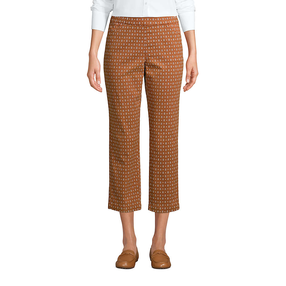 Women's Mid Rise Pull On Chino Crop Pants, Front