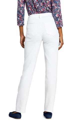 high rise straight white jeans