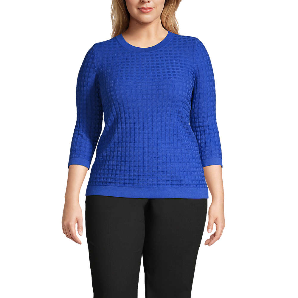 Women's Plus Size Cotton Modal Textured Sweater, Front