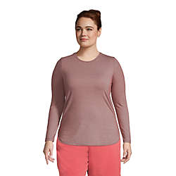 Women's Plus Size Moisture Wicking UPF 50 Sun Long Sleeve Curved Hem Tunic Top, Front
