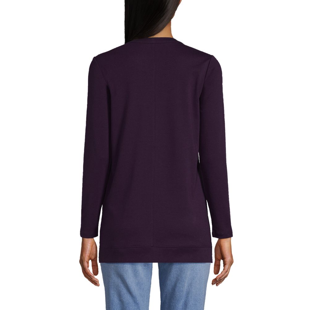 Women's Cotton Polyester Long Sleeve Open Crew Neck Tunic