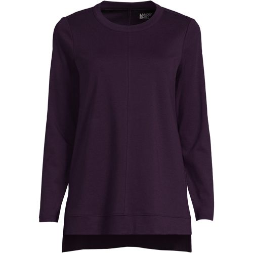 トップス Super120 FOLDED COLLAR LONG SLEEVE Women's Cotton Polyester Long Sleeve Open Crew Neck Tunic