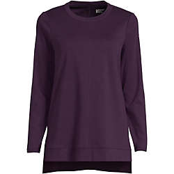 Women's Plus Size Cotton Polyester Long Sleeve Open Crew Neck Tunic, Front