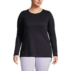 Women's Plus Size Cotton Polyester Long Sleeve Open Crew Neck Tunic, Front